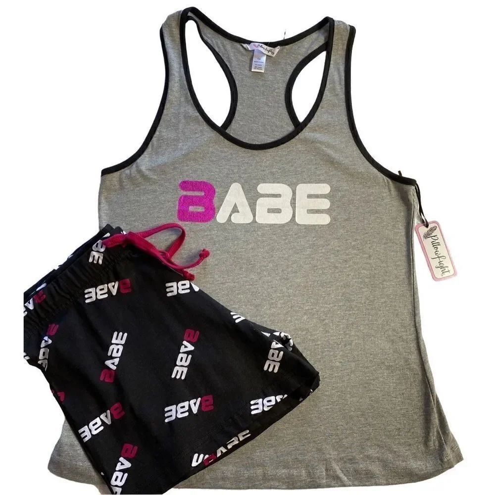 PILLOW FIGHT Women’s 1X 2-Piece “Babe” Pajama Set
